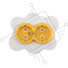 Розетка двойная KRANZ HAPPY Яичница скрытой установки, с заземлением и защитными шторками, желтая/белая