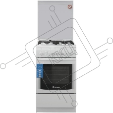 Плита газовая De Luxe 506040.11Г (КР) ЧР белый, конфорок 4 шт, духовка 54 л, 50 см x 85 см x 60 см