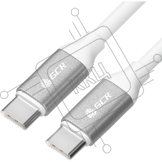 Кабель GCR 1.0m TypeC/TypeC POWER DELIVERY, быстрая зарядка, белый, AL корпус серебро, белый ПВХ, 28/22 AWG, GCR-52362