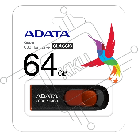 Флэш Диск USB 2.0 ADATA Flash Drive 64Gb С008 Black-Red