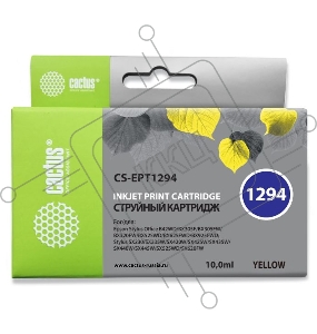 Картридж струйный Cactus CS-EPT1294 желтый для Epson Stylus Office B42/BX305/BX305F (10ml)