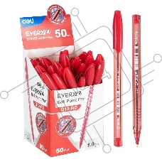 Ручка шариковая Deli EQ19-RD красный, d=1мм, красные чернила