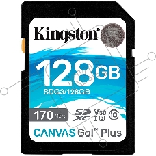 Карта памяти Kingston 128GB SDXC Canvas Go Plus 170R C10 UHS-I U3 V30 EAN: 740617301458