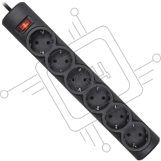 Сетевой фильтр Defender DFS 153 3 м, черный, 6 розеток