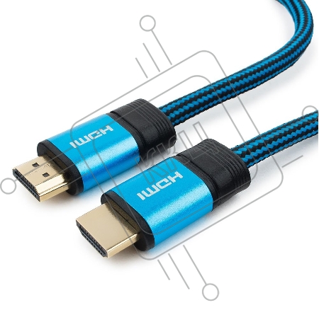 Кабель HDMI Cablexpert, серия Gold, 7,5 м, v1.4, M/M, синий, позол.разъемы, алюминиевый корпус, нейлоновая оплетка, коробка