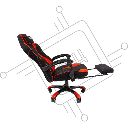 Игровое кресло Chairman game 35 чёрное/красное (ткань, пластик, газпатрон 4 кл, механизм качания, подставка для ног)