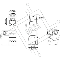 Модуль универсальный Hyperline KJ9, keystone, 1хRJ45, 90°, кат. 6, неэкр., 1 шт, цвет: чёрный