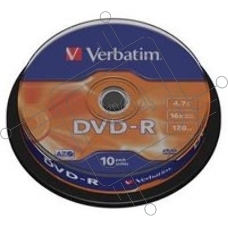 Диск DVD-R Verbatim 4.7Gb 16x bulk (10шт) (43729)