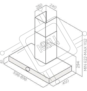 Вытяжки JET AIR Декоративный дизайн, Т-образная, 60 см, 3-позиционное ротационное управление, 1200 куб. м. , черная