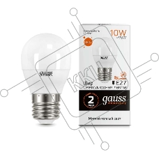 Светодиодная лампа GAUSS 53210 LED Elementary Шар 10W E27 880lm 3000K 1/10/100 0