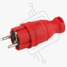 Вилка AY-KA прямая каучук с/з 16А IP44 красный (5511501)