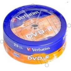 Диск DVD-R Verbatim 4.7Gb 16x Cake Box (25шт) (43730)