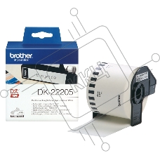 Бумажная клеящаяся лента Brother DK22205 62 мм x 30.48 м, черный шрифт, белый фон