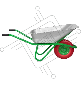 Тачка садово-строительная с PU колесом, грузоподъемность 180 кг, объем 90 л// Сибртех