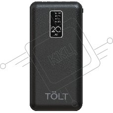 Портативный аккумулятор TOLT Lit K92 Black, 20000mAh, 10W, black, CCC/ Powerbank TOLT Lit K92 Black, 20000mAh, 10W, black, CCC