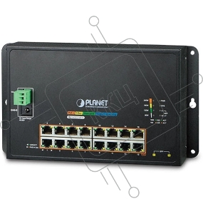 коммутатор PLANET WGS-4215-16P2S IP40, IPv6/IPv4, 16-Port 1000T 802.3at PoE + 2-Port 100/1000X SFP Wall-mount Managed Ethernet Switch (-10 to 60 C, dual power input on 48-56VDC terminal block and power jack, SNMPv3, 802.1Q VLAN, IGMP Snooping, SSL, SSH, A