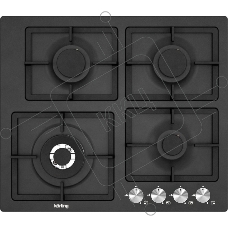 Встраиваемая газовая панель Korting HG 697 CTN / 60x51 см, 4 высокоэффективные конфорки, WOK- сверхмощная конфорка с тройным рядом пламени, автоматический электроподжиг, газ-контроль каждой конфорки, передние металлические переключатели, утопленные чугунные решетки, в комплекте - чугунная подставка WOK и адаптер для кофейника, черная
