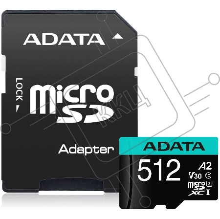 Карта памяти MICRO SDXC 512GB W/AD. AUSDX512GUI3V30SA2-RA1 ADATA