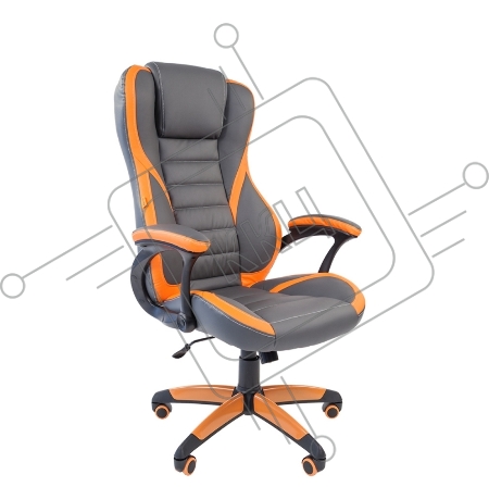 Игровое кресло серый/оранжевый Chairman game 22 (экокожа, регулируемый угол наклона, механизм качания)