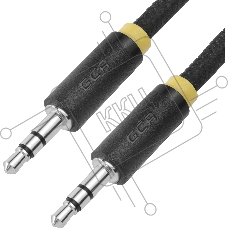 Кабель Greenconnectаудио 1.5m jack 3,5mm/jack 3,5mm, нейлон,черный, желтая окантовка, ультрагибкий, 28 AWG, M/M, Premium , экран, стерео