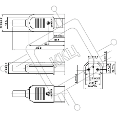 Разъемы для силового кабеля Hyperline CON-IEC320C14 Разъем IEC 60320 C14 220В 10A на кабель (плоские выступающие штыревые контакты в пластиковом обрамлении), прямой