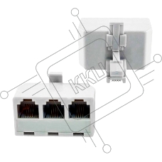 Телефонный разветвитель RJ-11 6p4c, штекер на 3 гнезда, M/3xAF, белый, GA-RJ11-T-3 Телефонный разветвитель RJ-11 6p4c, штекер на 3 гнезда, M/3xAF, белый, GA-RJ11-T-3