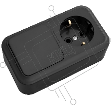 Блок Bylectrica Блок (1 выкл. + роз с земл.) ОУ серия ПРАЛЕСКА, (В-РЦ-527 черный)