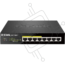 Коммутатор Unmanaged Switch with 8 10/100/1000Base-T ports (4 PoE ports 802.3af/802.3at (30 W), PoE Budget 68).8K Mac address, Auto-sensing, 802.3x Flow Control, Stand-alone, Auto MDI/MDI-X for each port, D-link Green technology, Metal case.Manual + Exter