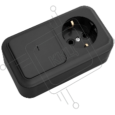 Блок Bylectrica Блок (1 выкл. + роз с земл.) ОУ с подсветкой серия ПРАЛЕСКА, (В-РЦ-567 черный)