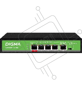 Коммутатор Digma DSP204G-1G-T80 (L2) 5x1Гбит/с 4PoE 4PoE+ 1PoE++ 80W неуправляемый
