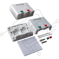 Коробка настенная Lanmaster SA на 2 модуля keystone с защитными шторками LAN-SA2/S-WH