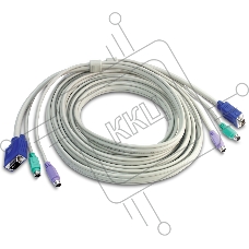 Кабель КВМ 4.5м Переключатель KVM TRENDNet TK-C15, папа-папа {клав.(PS/2), мышь (PS/2), DB15 п, 4.5 m}