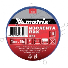 Изолента ПВХ, 15 мм х 10 м, синяя, 150мкм Matrix