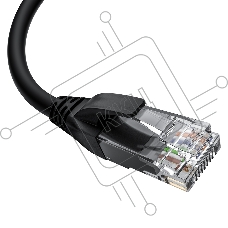Патч-корд прямой 15.0m UTP кат.5e, черный, верхний угол, литой, ethernet high speed, RJ45, T568B