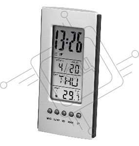 Часы с термометром Hama H-186357 серебристый/черный