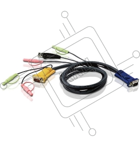 Кабель ATEN KVM Cable 2L-5305U Кабель для KVM: USB(Am)+DB15(m)+2*Audio (PC) -на- SPHD15(m)+2*Audio (KVM), 5м