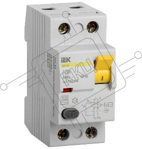 Выключатель дифференциального тока (УЗО) 2п 40А 100мА тип AC ВД1-63 ИЭК MDV10-2-040-100