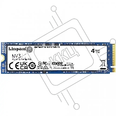 Накопитель SSD Kingston NV3, 4000GB, M.2 2280, PCIe 4.0 x4, NVMe, R/W 6000/5000