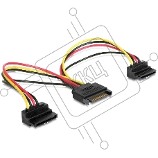 Кабель Gembird/Cablexpert Кабель питания SATA, 15см, 15pin (M)/2x15pin(F) на 2 SATA устройства, угловой разъем (CC-SATAM2F-02)