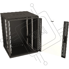 Шкаф коммутационный Hyperline (TWB-2766-GP-RAL9004) настенный 27U 600x600мм пер.дв.стекл 2 бок.пан. 60кг черный 49.9кг 1304мм
