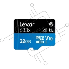 Карта LEXAR 32GB  High-Performance 633x microSDHC UHS-I, up to 100MB/s read 20MB/s write C10 A1 V10 U1, Global