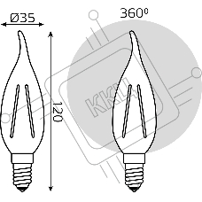 Лампа филам. Gauss Filament 5Вт цок.:E14 свеча 220B св.свеч.бел.нейт. (упак.:10шт) (104801805)