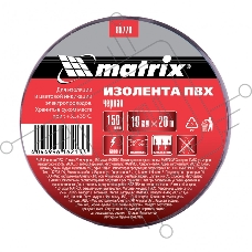 Изолента ПВХ, 19 мм х 20 м, черная, 150мкм Matrix