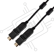 Шнур HDMI - HDMI с фильтрами, длина 2 метра, угловой 360° (GOLD) (PVC пакет) Rexant