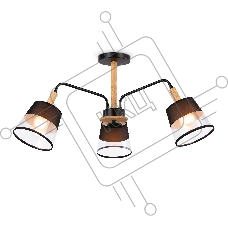 Светильник Ambrella light TR4740/3 BK/LW черный/светлое дерево E27/3 max 40W D760*350