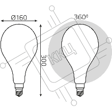 Лампа Filament А160 10W 890lm 4100К Е27 milky диммируемая LED