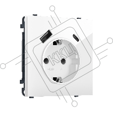 Комплект механизма электрической розетки SIGMA Белый глянец 2USB A+C 20W (быст. зар.) с/з с/ш 16A-250V QUANT PRO (SP1100, PR160)