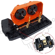 Колодка AY-KA ОУ 2-ая каучук с/з 16A IP44 оранжевый (5520004)