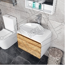 Комплект для ванной, 4 предмета (Тумба Bau Dream Blackwood 60, раковина BAU Triangle 59х39, смеситель для раковины высокий Hotel Still, нержавеющая сталь, выпуск клик клак, белый)
