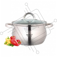 Кастрюля со стеклянной крышкой Zeidan Z-50237 2,1л (д.16х10.5 см), нерж.сталь, внутренняя -зеркальная полировка, снаружи - комбинированная полировка, шкала литража, 5-ти слойное КАПСУЛИР. ДНО, ПОДАРОЧНАЯ УПАКОВКА С ПЛАСТИКОВОЙ РУЧКОЙ.